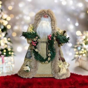 Old World Christmas Santa Claus 17” Tree Topper Shelf Sitter Beige Robe Garland